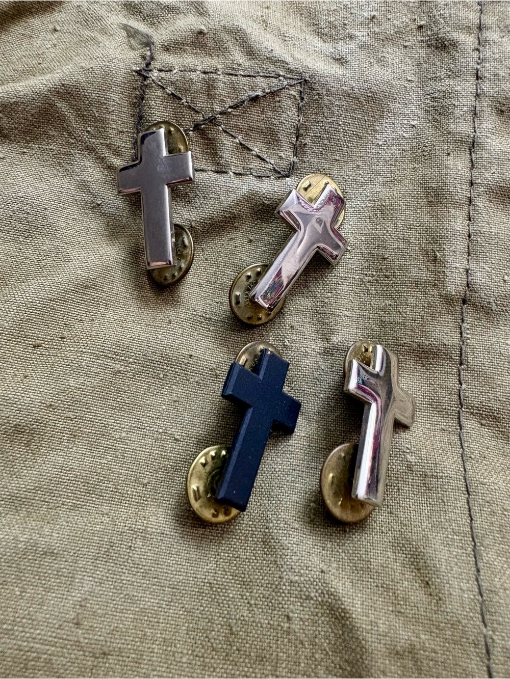 Set of 4 U.S. Military Army Chaplain Cross Pins